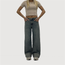 jeans con risvolto wide leg